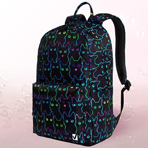 Рюкзак BRAUBERG DREAM универсальный с карманом для ноутбука, эргономичный, "Neon cats", 42х26х14см