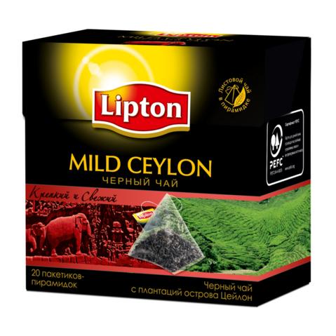 Пакетированный чай черный LIPTON Mild Ceylon 20х1.8г, пирамидки