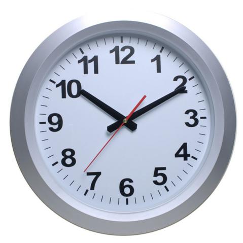 Офисные часы настенные WALLC-R010P круглые, 38.0х38.0см, белый циферблат, серебристая рамка, плавный ход
