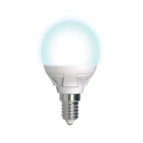 Лампа светодиодная UNIEL Яркая,  7Вт, цоколь E14, шар G45, матовая, белый свет 4000K, 30000ч