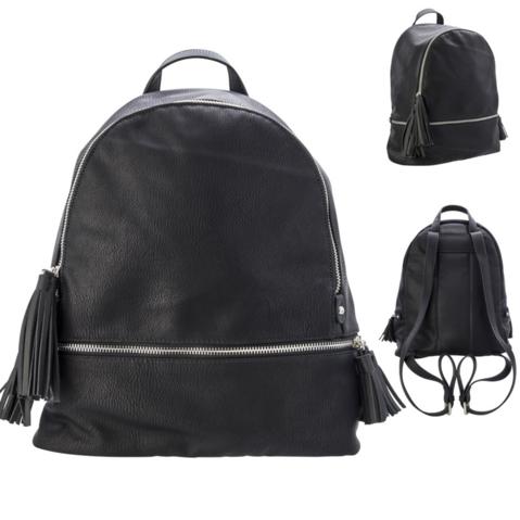 Рюкзак-мини ACTION, молодежный, размер 33х23.5х12 см, иск.кожа, черный, цвет фурнитуры-серебристый