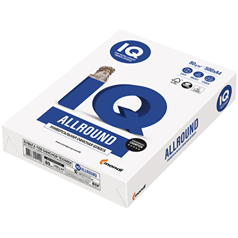 Бумага для оргтехники IQ ALLROUND A4  80/500/CIE 162/ISO 97%