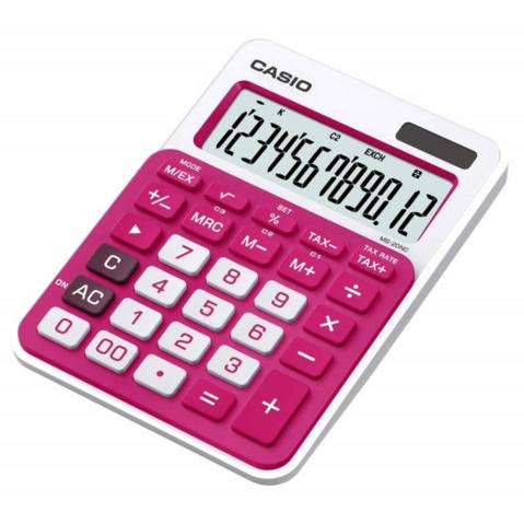 Калькулятор настольный 12 разр. CASIO MS-20NC-RD, двойное питание, 104.5x22x149.5мм, белый/красный