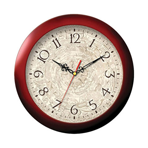 Часы настенные TROYKA 11131149 круглые, 24.5х24.5х3.5см, пластик, циферблат бежевый с рисунком, рамка коричневая