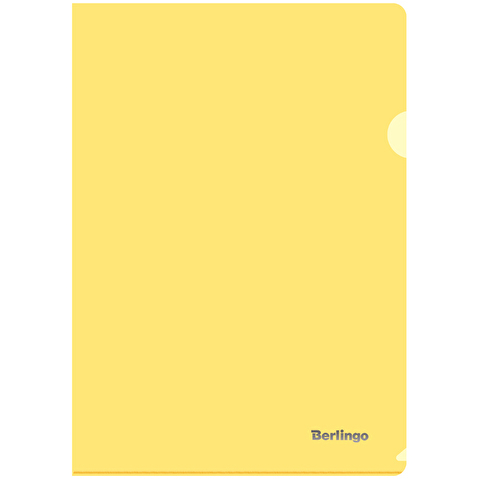 Папка-уголок  А4, пластик, 0.18мм, прозрачная желтая, Berlingo