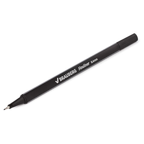 Ручка капиллярная BRAUBERG Aero, 0.4мм, трехгранный корпус, металлический наконечник, черная
