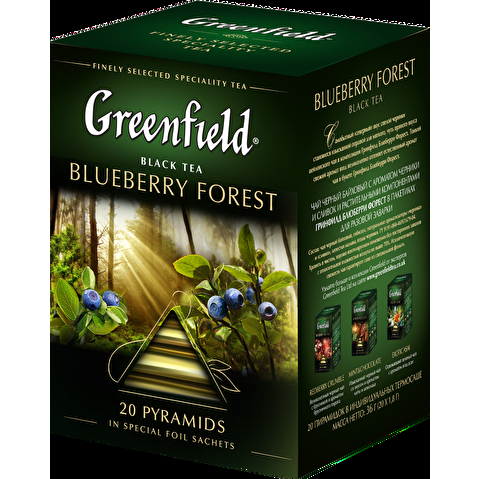 Пакетированный чай фруктовый черный GREENFIELD Blueberry Forest 20х1.8г, пирамидки